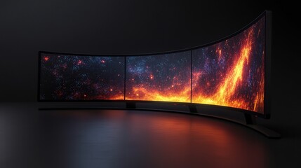Poster - curved presentation screen, offering an immersive viewing experience for presentations and video content.