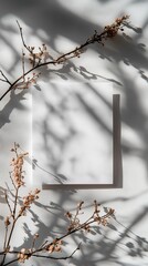 Poster - A minimalist presentation showcases a white blank card nestled against a textured surface, illuminated by soft natural light
