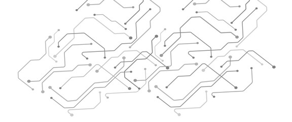 Fototapete - vector abstract white digital technology circuits lines geometric dots and lines.