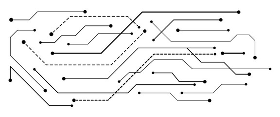 Fototapete - vector abstract white digital technology circuits lines geometric dots and lines.