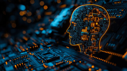 Aufkleber - illuminated human figure glowing abstract cyber connections innovative artificial intelligence network technology futuristic digital intelligence