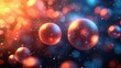 © NhV - abstract 3d rendering of chaotic spheres flying particles in empty space dynamic shape futuristic background with bokeh depth of field effect design for poster banner placar
