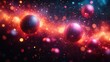 © NhV - abstract 3d rendering of chaotic spheres flying particles in empty space dynamic shape futuristic background with bokeh depth of field effect design for poster banner placar