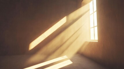 Wall Mural - Sunlight Streaming Through Window in Empty Room Interior Design