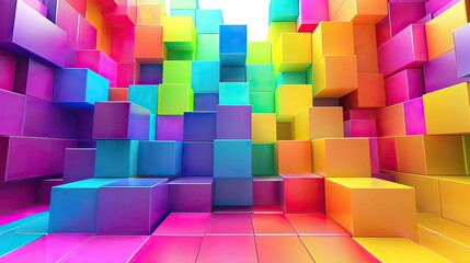 Poster - A vibrant advertisement template featuring colorful blocks and text spaces.