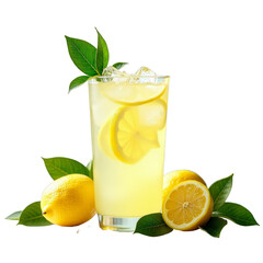 Wall Mural - Refreshing lemonade with lemon wedge  mint leaf garnish