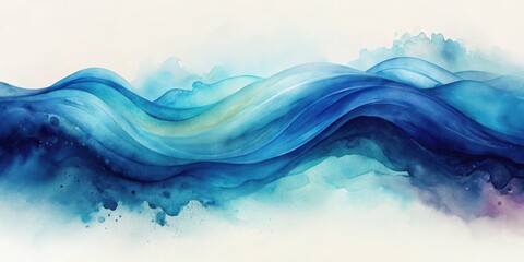 Aufkleber - Abstract Ocean Wave Painting Serene Blues and Teal Hues