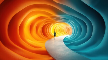 Wall Mural - abstract background illustration of 3d tunnel with rin