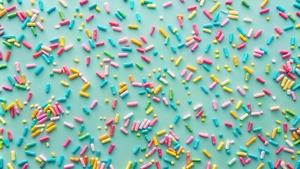 Aufkleber - Colorful Candy Sprinkles Scattered on a Pastel Background A Festive Texture for Baking and Design Projects
