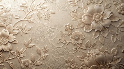Aufkleber - Elegant Embossed Floral Pattern on a Textured Background, Ideal for Interior Design and Decorative Applications