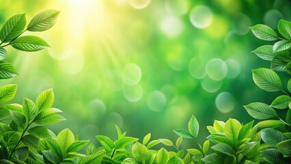 Aufkleber - Lush Greenery Frame with Bright Sunlight and Bokeh Background Perfect for Spring or Summer Designs