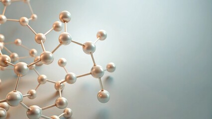 Aufkleber - Abstract molecular structure with pearl-like spheres and metallic bonds, representing scientific innovation and technological advancement