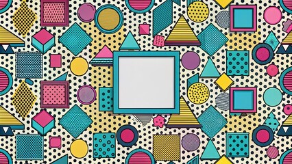 Poster - Vibrant Geometric Pattern with Central Blank Frame for Text or Image