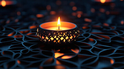 Poster - Warm candlelight creates a peaceful atmosphere during ramadan, highlighting the beauty of islamic art