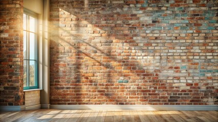 Poster - Sunlit Room with Exposed Brick Wall and Hardwood Floor