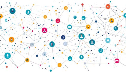 Poster - Digital communication network with various virtual interfaces, seamless data exchange, illustrating technology s impact on a connected world, vivid and modern design