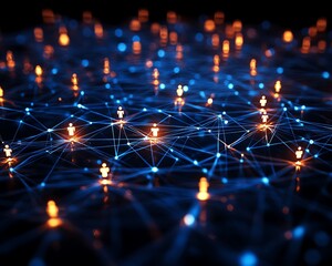 Poster - Digital network with various virtual interfaces and data exchange, representing technology and communication in a connected world, photorealistic detail