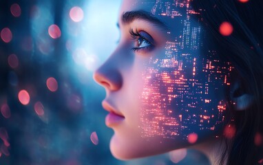 Poster - Digital network with virtual interfaces, data exchange, and global connectivity, showcasing the evolution of technology and communication in the modern world, vivid composition
