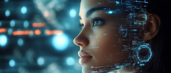 Poster - Hightech digital network with virtual interfaces and continuous data exchange, representing communication in a connected world, futuristic and detailed imagery