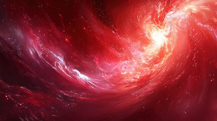 red swirling nebula in deep space.