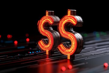 Aufkleber - A futuristic trading platform with holographic currency symbols and a 3D forex chart interface