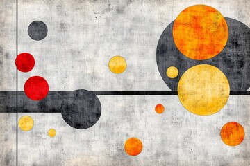 Poster - A geometric abstract interpretation of gnocchi with simple yellow and orange shapes forming a modern art-inspired piece