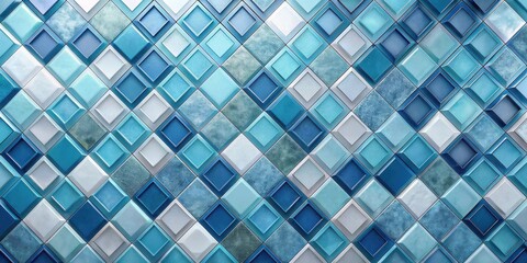 Aufkleber - Abstract Blue and White Diamond Pattern Wall Texture