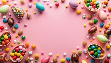 Poster - Festive Springtime Arrangement of Colorful Eggs and Sweets