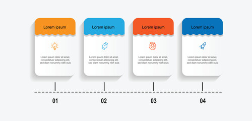 Poster - 4 step process infographic template vector with table and paper style can be used for workflow, business presentation and web graphic design 