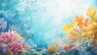 © Vikarest - watercolour painting of the underwater ocean reef landscape, a picturesque natural environment in soft harmonious colours