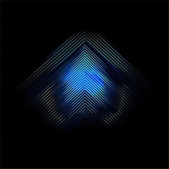 Aufkleber - Digital Abstract Composition Featuring Blue Illumination Against a Black Background With Layered Lines Creating Depth and Dimension