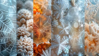 Poster - Intricate Natural Patterns in a Frosty Collage