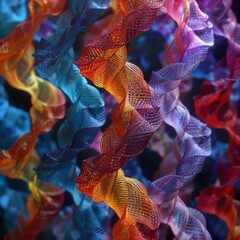 Poster - Colorful Helixes Intertwining in Abstract Design