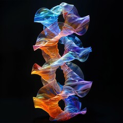Poster - Colorful Intertwining Helixes on Dark Background