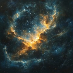 Poster - Cosmic Clouds Illuminated by Distant Stars Create a Stunning View of the Universe Filled With Vibrant Colors and Intricate Patterns