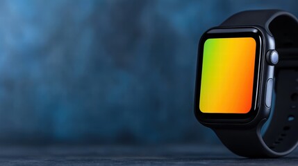 Poster - Colorful Futuristic Smartwatch Interface on Dark Background with Glowing Effect