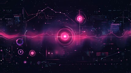 Aufkleber - Visual Representation of Data Analytics With Vibrant Pink Elements and Intricate Patterns Across a Cosmic Black Background