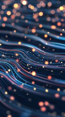Poster - Abstract Flowing Data Streams with Light Particles Symbolizing AI Concepts
