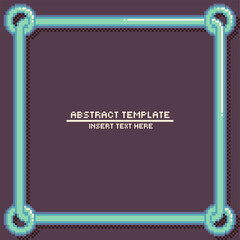 Poster - Blue Metal Pipe with Circle Frame Template with Dark Purple Background, Pixel Art Style