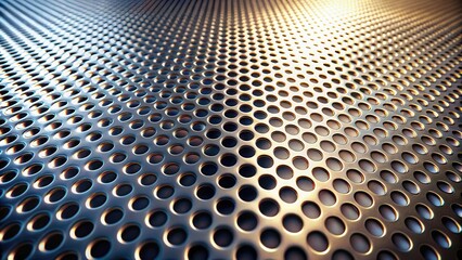 Aufkleber - Abstract Metallic Surface with Circular Perforations and Gradient Lighting