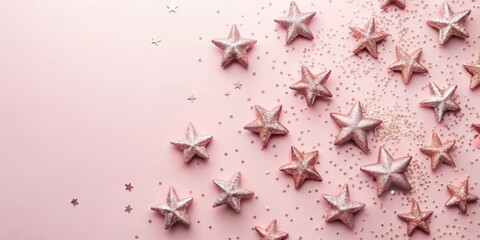 Poster - Pink Glitter Star Background with Space for Text