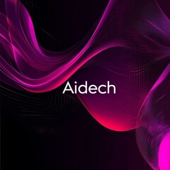 Poster - Vibrant Abstract Design With Flowing Waves in Pink and Purple Hues Showcasing the Word Aidech Against a Dark Background