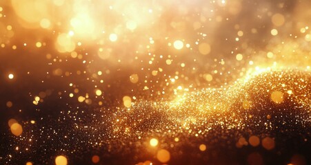 Poster - Beautiful golden particles shimmering in the dark background creating a festive atmosphere