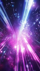 Poster - Bright Cosmic Burst of Colors Illuminating the Night Sky With Vibrant Beams and Sparkling Stars During a Celestial Event