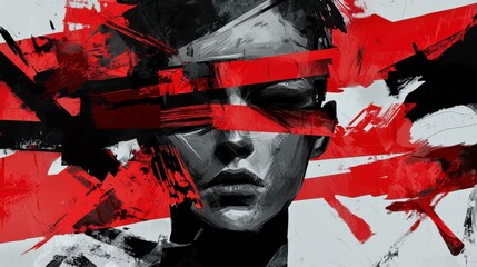 Poster - Internal struggle manifested conceptual artwork abstract expressionism digital medium close-up view human emotions
