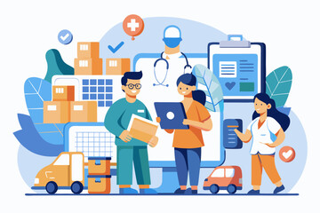 Wall Mural - Patient care and logistics: MAs play a vital role in coordinating patient care, ensuring smooth operations by scheduling appointments 