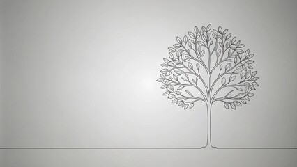 Poster - Simple Line Drawing of a Tree on a White Background, Ideal for Minimalist Designs and Nature-Themed Projects