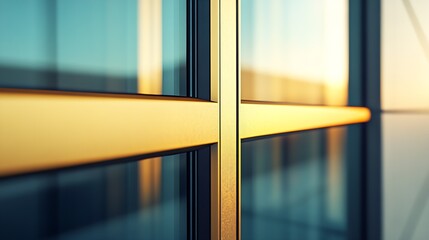 Aufkleber - Modern Urban Building Reflections with Glass and Sunlight Creating Geometric Patterns : Generative AI