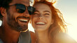 © HaJung - Family sharing a hearty laugh together on a sunny day capturing genuine joy and connection macro close up with copy space on right. concept as A joyful family sharing a hearty laugh together on a sunn