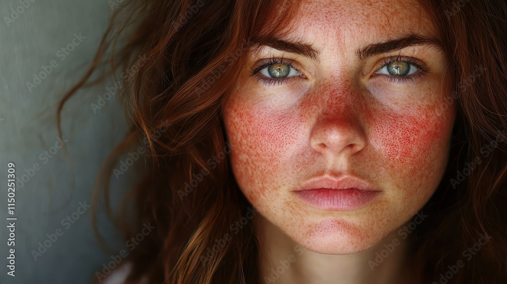 Red Rash To Face Closeup image of womans red facial rash caused by lupus allergy ...